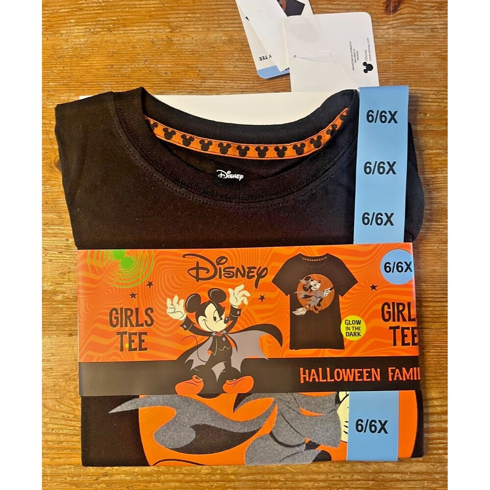 Disney Minnie Mouse Shirt Girls 6/6X Black Halloween Witch Graphic Tee